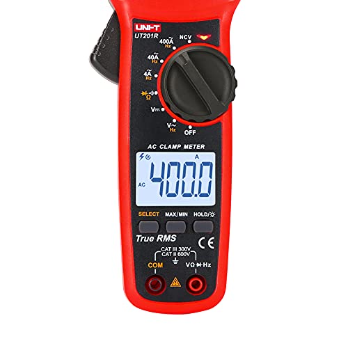 Image of UNI-T UT201R Digital Clamp Meter AC Current TRMS HVAC Amp Ohm Volt Meter Clamp On Multimeter Auto Ranging 4000Counts AC Current Frequency NCV AC DC Voltage Frequency Resistance Continuity Diode Tester