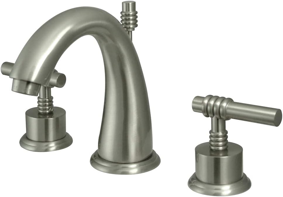 Kingston Brass KS2968ML Milano Widespread Lavatory Faucet with Metal lever handle, Brushed Nickel