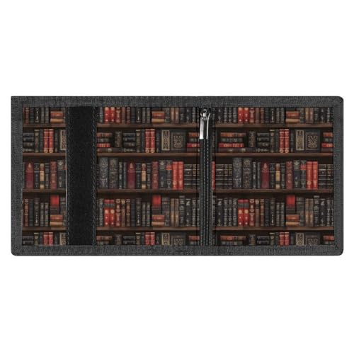 Vintage Bookshelf A Print Wallet for Men, 8 Credit Card Holder Slim Minimalist Front Pocket Small Mens Bifold Wallets3