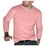 Men Sweater, Crewneck Sweater Hoodies for Manly Men's Autumn and Winter Casual Knitted Solid Color Decorative Pattern Sweater Light Up Fashion Sweater Jacket Quarter Zip Big Tall (XL, Pink)