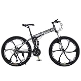 折りたたみ マウンテンバイク 自転車 21/24/27段変速 26インチ 折りたたみ自転車 機械式デュアルディスクブレーキ 高炭素鋼 フレーム オフロードタイヤ フロントサスペンションフォーク (6B, 21 速)