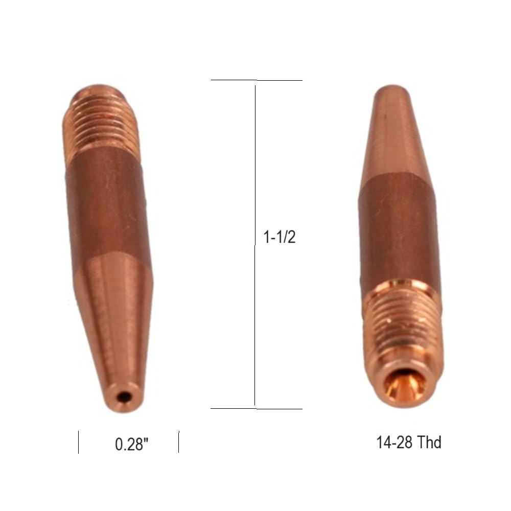Puntas de contacto de soldadura Mig 14T45 de 0.45 pulgadas cónicas para Tweco, Lincoln 200-400 PK de 25