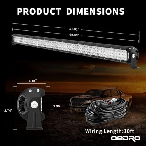 Image of OEDRO 52 Inch LED Light Bar Triple Row w /Wiring Harness