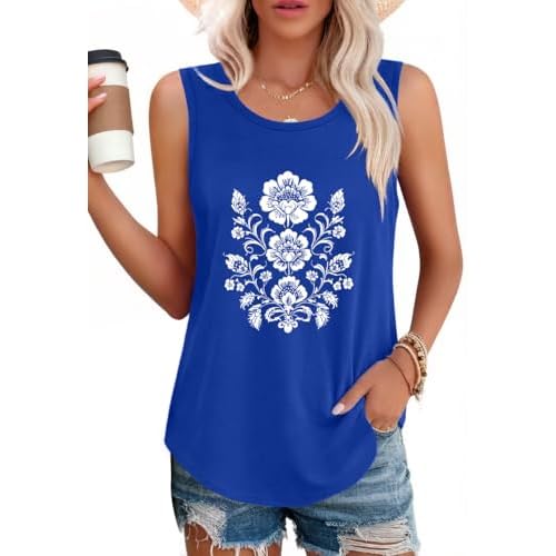 elescat Womens Tank Tops Summer Sleeveless Loose Fit Casual Tunic Top 2026