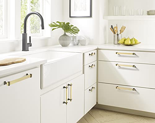 Amerock | Cabinet Pull | Brushed Gold/Black Chrome | 5-1/16 inch (128 mm) Center to Center | Overton | 1 Pack | Drawer Pull | Drawer Handle | Cabinet Hardware by Amerock - Image 2