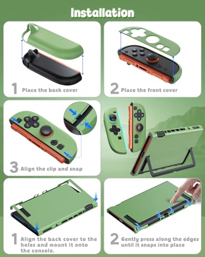 Image of FYOUNG Switch 2 Cute Cover Case, Dockable Protective Shell for Nintendo 2 | Dockable Case, Split Design, Slim Shockproof Case with Glass Screen Protector Accessories, 8 Thump Grip