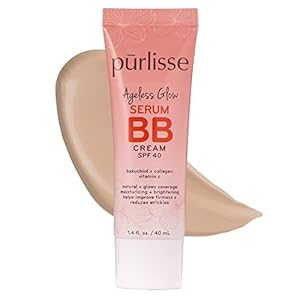 pūrlisse Ageless Glow Serum BB Cream SPF 40 : Clean & Cruelty-Free, Full & Flawless Coverage, Hydrates with Collagen | Light 1.4oz