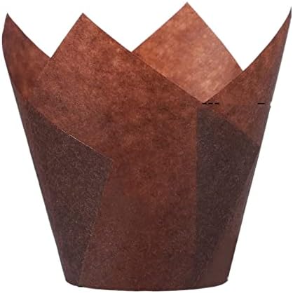 200pcs Tulip Cupcake Liners, Standard Greaseproof Paper Baking Cups Muffin Liners Holders Perfect for Bridal Showers, Baby Showers, Birthday Parties, Banquets, and Catering Events (Brown)