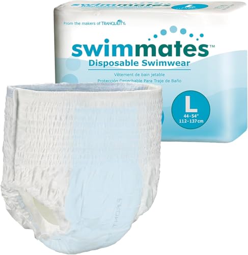 Swimmates Adult Swim Underwear, Pull-Up with Tear-Away Side Seams, Unisex, Disposable, Large (44'- 54' Waist), 18 Count (Pack of 1)