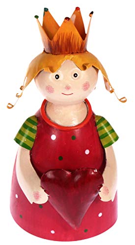 Aha Zaunhocker Prinzessin mit Herz rot Dekofigur aus Blech 21 cm Figur Metall Garten Deko Garten Balkon