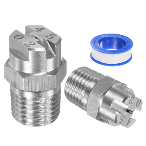 M METERXITY 2-Pack Flat Fan Spray Tip, 45 Degree 1/4BSPT Macho de Acero Inoxidable Boquillas de Lavadora a Presión Limpieza de Boquillas de Repuesto para Pistolas de Agua (Orificio de 0.91mm)