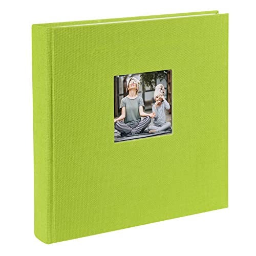 goldbuch 24 896 Fotoalbum mit Bildausschnitt, Bella Vista Grün, Erinnerungsalbum im Format 25 x 25 cm, Foto Album 60 weiße Seiten mit Pergamin-Trennblättern, Fotobuch mit Leineneinband, Hellgrün