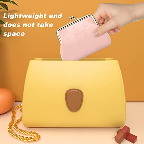 Image of Coin Purse, Small PU Leather Change Purse, Coin Wallet with Clasp, Car Change Holder Pouch for Woman Men Kids Girls, Pink