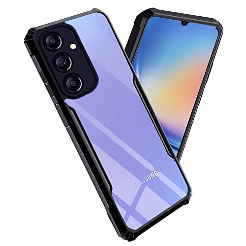 Image of A rtistque Clear Hard Transparent Acrylic Armor Anti-Drop Shockproof TPU Edge Back Cover Case for Samsung Galaxy A34 5G - Black