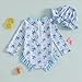 Infant Baby Girl Swimsuit Bow Print Long Sleeve Zipper One Piece Bathing Suit with Sun Hat Swimwear Rash Guard(Sky Blue,2-3T)