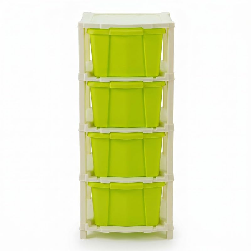 Image of Kavira Plastic Drawer Storage Tower - Space Organizer|Green,4 Layer