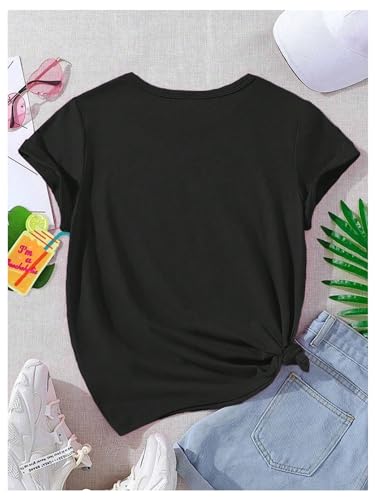 Image of Milumia Girl's Heart Print Short Sleeve Tee Crew Neck Going Out Basic T Shirt Tops