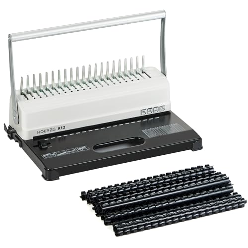 HOUYEE Manual Comb Binding Machine,19 Holes, 450 Sheets,Paper Punch Comb Binder Machine with 50 PCS 1/2