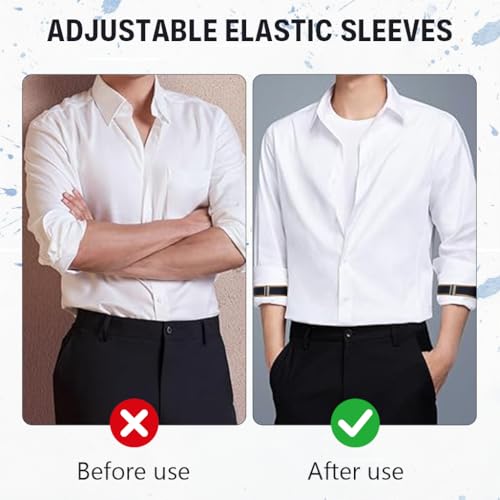 Image of GUSTAVE 1 Pairs Shirt Sleeve Garters, Stretchy Anti-Slip Armbands Sleeve Holder, Fashion Metal Bartenders Arm Garters for Men Women Fixing Long Sleeves