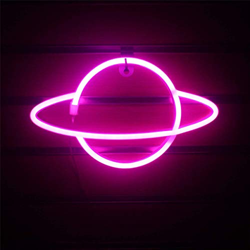 Nordstylee Planet Neon Signs, LED Planet Night Lights para regalo de niños, fiesta de cumpleaños, Navidad, juegos de oficina, decoración de pared para decoración de fiestas, regalo de fiesta rosa Cover
