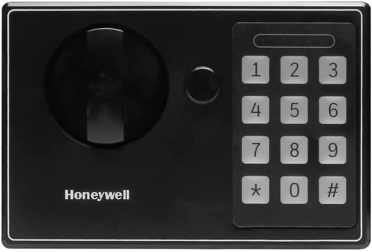 Close-up of the Honeywell digital lock keypad