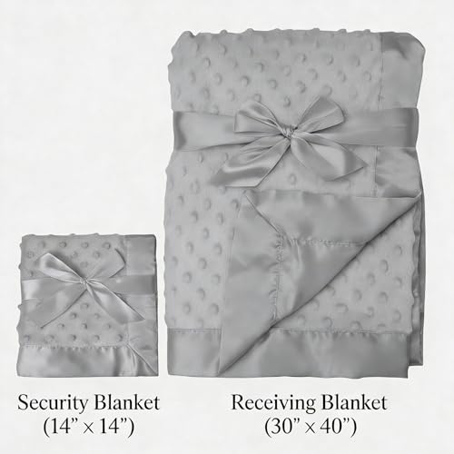 Image of American Baby Company Heavenly Soft Chenille Blanket Set, Receiving Blanket (30 inch x 40 inch) & Security Blanket (14 inch x 14 inch), Warm and Cozy, Gray, for Boys and Girls