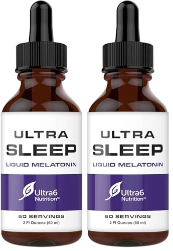 Ultra6 Nutrition Melatonin Drops with Valerian Root, 5 HTP & Passion Flower - Liquid Sleep Aid for Adults, 2 Fl Oz (Pack of 2)