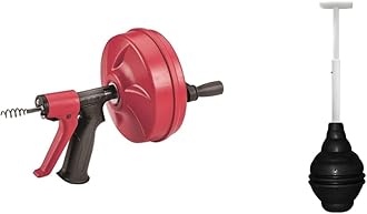 RIDGID 57043 1/4" x 25' Hybrid Drain Cleaner + Korky 96-4AM BeehiveMAX Toilet Plunger (1 Count)