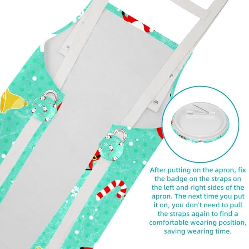 Tablier de cuisine ajustable avec 4 broches et imprimé Noël - 5