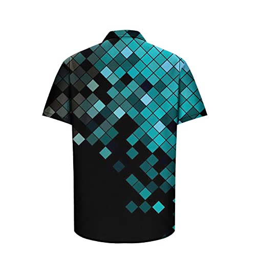 Golf Shirts For Men, Men's T-Shirt Men's Geometric Shirt 3D Non Positioning Regular Printed Short Sleeved Lapel Shirt Fashion Casual Beach Shirt Top Blouse Blue, Xxxxxl #TOP3
