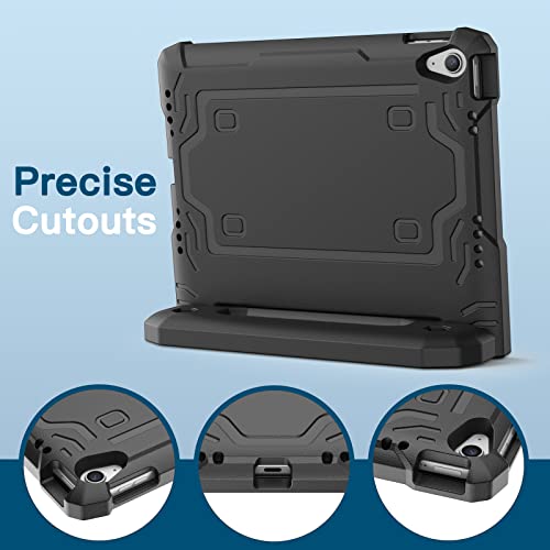 Image of JETech Kids Cover Case for iPad (A16) 11th /10th Generation (2025 /2022) with Built-in Screen Protector, Shockproof Full-Body Handle Stand Tablet Protective Cover (Black)