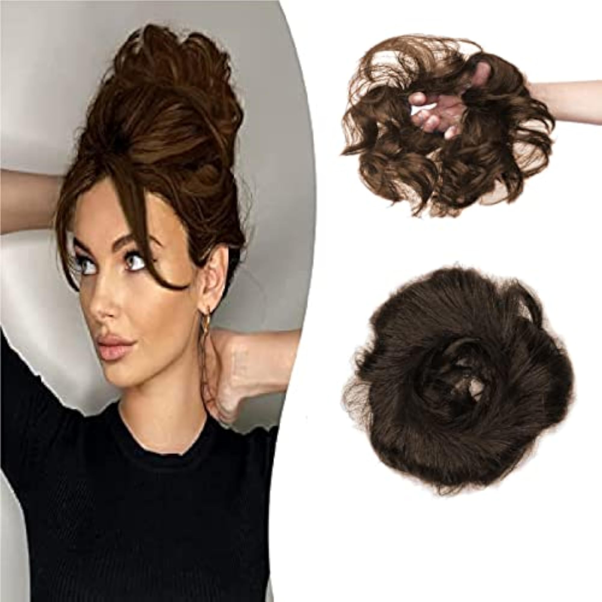Real Human Hair Tousled Updo Extension, Natural Curly Bun