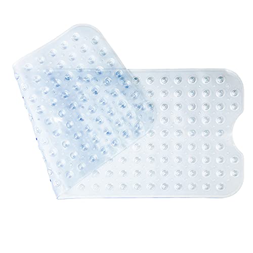 100 x 40cm Alfombrilla baño Antideslizante, PVC de Caucho Natural con Ventosa, Estera de Tina Extra Larga Máquina de Ducha Lavable para baño Antibacterial Resistente al Moho (Transparencia)