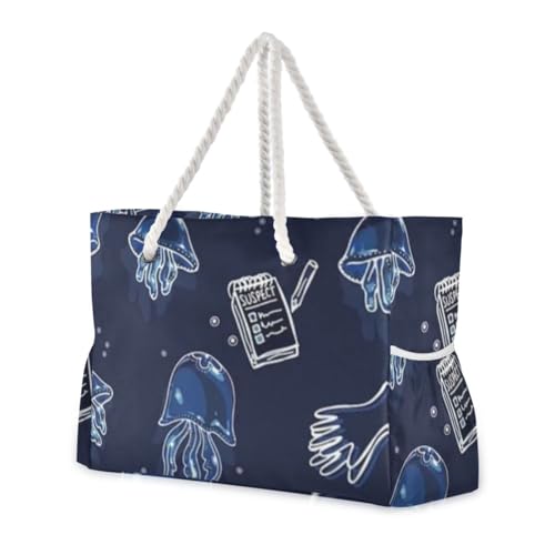 LI ZHI XIN Bolsas de playa para mujer, bolsa de viaje para grandes vacaciones familiares, a la moda, impermeable, con bolsa con cremallera, lupa oceánica, multicolor, Talla única