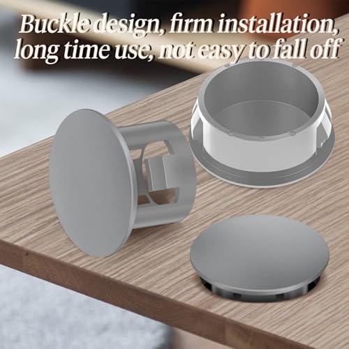 Image of 100PCS 5 /16 inch Grey Plastic Plugs Hole, Round PA66 Plug Furniture Hole Decorative Cover