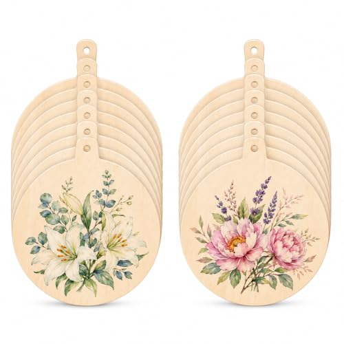 Tabla de cortar redonda de madera con mango 2 piezas miniatura 1