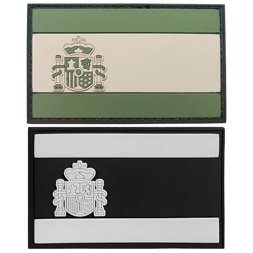 BAPLONEX® Pack de Parches Bandera España para Mochila Militar con Velcro | Parches España para Mochilas Tacticas de Cross Training y otros Deportes (Verde y Blanco)