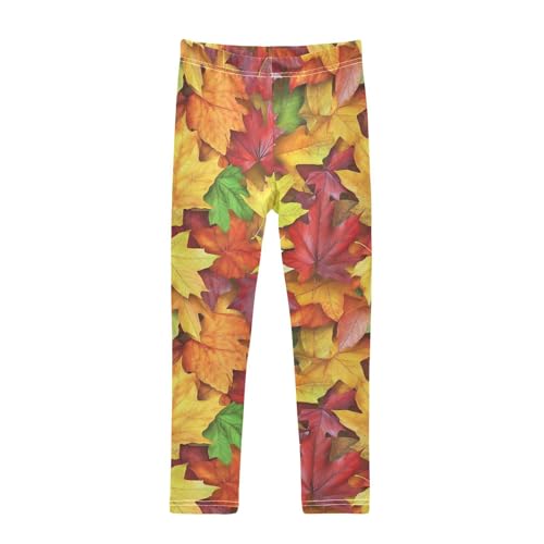 Autumn Leaves Fall Leaf Girls Leggings Soft Stretch Workout Yoga Dance Pants for Kids Casual Tights