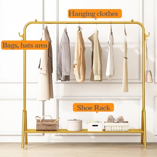 Support de vêtements élégant finition dorée de haute qualité avec base en maille métallique