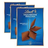 Lindt Schokolade Hauchdünne Täfelchen Vollmilch | 125 g | Hauchdünne Täfelchen aus feinster Vollmilchschokolade | Einzigartig dünn und traumhaft zartschmelzend | Schokoladengeschenk (Packung mit 3)