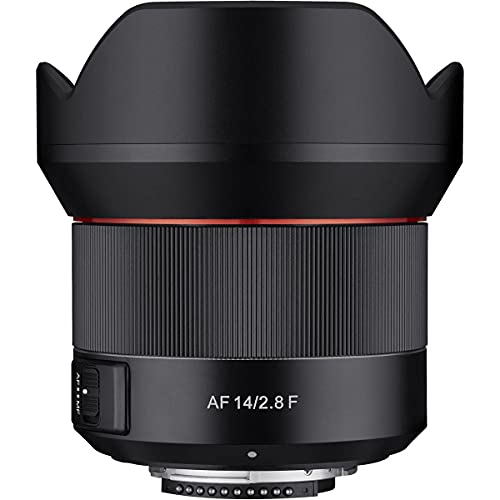 Rokinon Lente de 14 mm F2.8 de Marco Completo con Enfoque automático, Gran Angular, Resistente a la Intemperie, para Nikon (IO14AF N), Color Negro