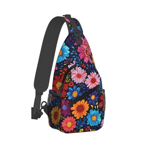 Bolso cruzado con flores coloridas para mujeres y hombres miniatura 2