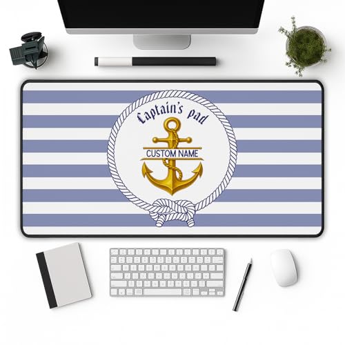 Personalized Captain Mouse Pad with Name – Custom Nautical Anchor