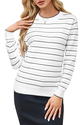 Image of Arach&Cloz Women's Soft Knit Sweater Fall Dressy Casual Pullover Tops
