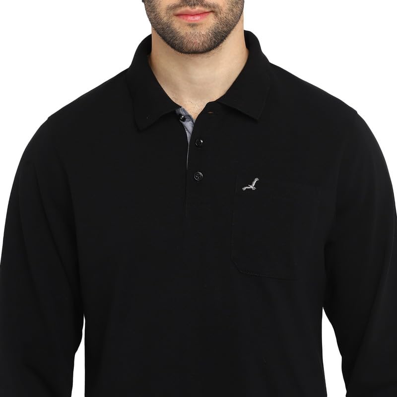 Image of AMERICAN CREW Full Sleeves Polo Collar T-Shirt with Pocket for Men