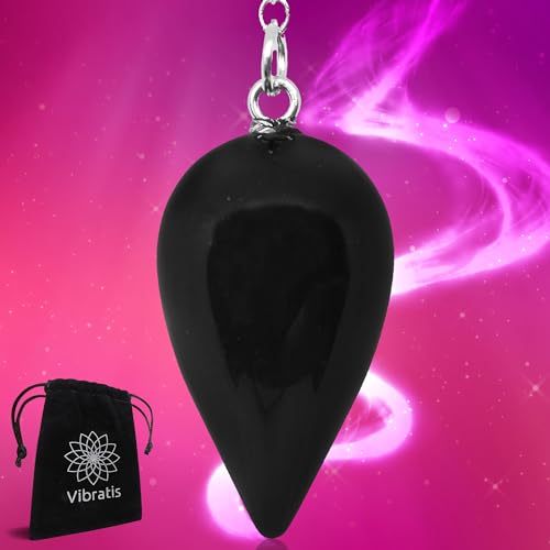 Pendule Divinatoire de Radiesthésie en Onyx Noire | Pendule en Pierre d'Onyx Noir - Pierre du Karma & de la Confiance [Satisfait ou Remboursé]