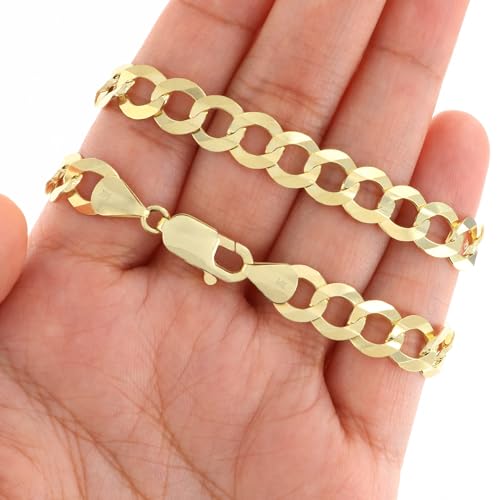 Nuragold 14k Real Yellow Gold Solid Cuban Curb Link 8mm Chain Bracelet (7"-9") Italian Jewelry for Men3
