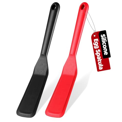 Eggssentials Pack of 2, Egg Spatula - Non-Stick, High Heat Resistant Kitchen Tools for Panckes, Eggs, Baking, Cooking, and Mixing - Red & Black