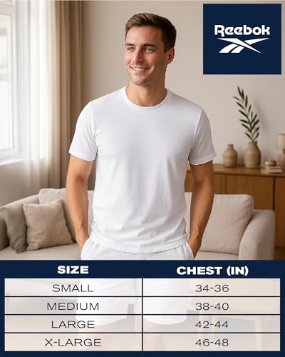 Reebok Mens Undershirts – 10 Pack Soft Breathable Crew Neck Mens T-Shirts - Lightweight White Cotton Shirts for Men (S-XL)4