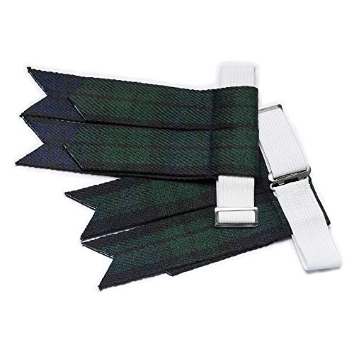 Kilt Flashes for Men with Heavy Buckle Adjusters, Plain & Tartan Kilt Sock Flashes.2